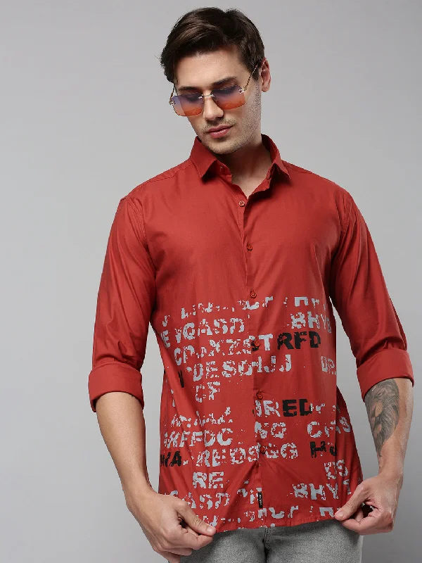 Men's Sustainable Recycled Material Casual Shirts for Eco - Conscious ConsumersMen Rust Printed Casual Shirt Men's Sustainable Recycled Material Casual Shirts for Eco - Conscious ConsumersMen Rust Printed Casual Shirt