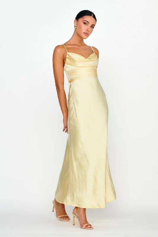 Midi dresses with wrap - around skirts for a customizable fit Starring Role Cowl Bust Waist Tie Dress Butter Midi dresses with wrap - around skirts for a customizable fit Starring Role Cowl Bust Waist Tie Dress Butter
