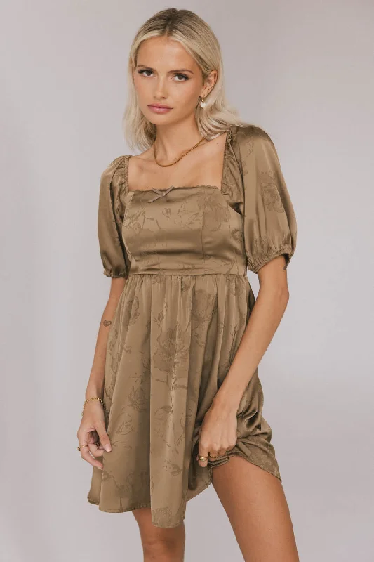 Leather mini dresses for a edgy style Alexis Satin Mini Dress in Olive