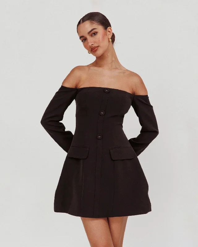 Mini dresses with button - down fronts ALICIA MINI DRESS -BLACK