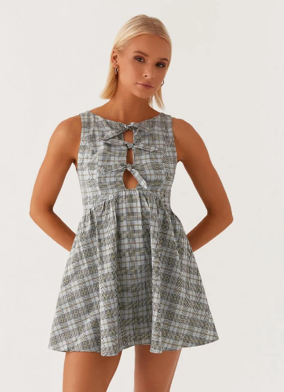 Mini dresses with fringe for a bohemian style Steffie Mini Dress - Check