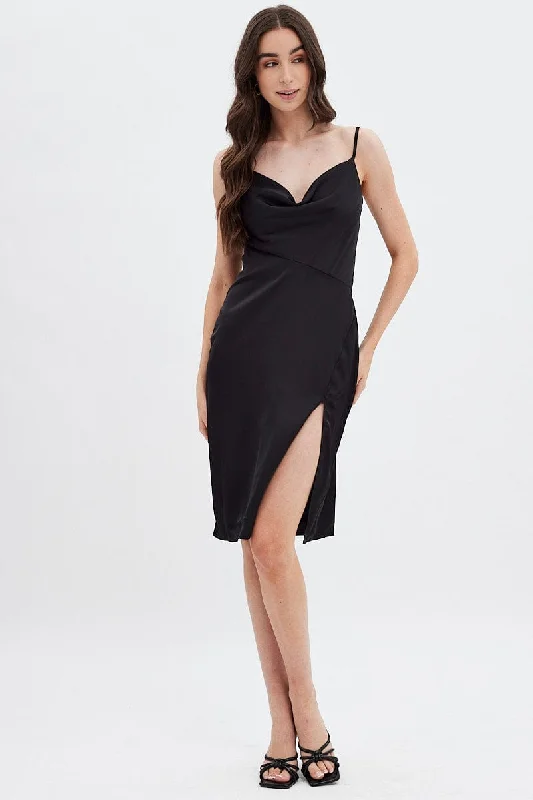 Midi dresses with halter necks for a stylish and comfortable option Black Cowl Neck Slip Midi Dress Midi dresses with halter necks for a stylish and comfortable option Black Cowl Neck Slip Midi Dress