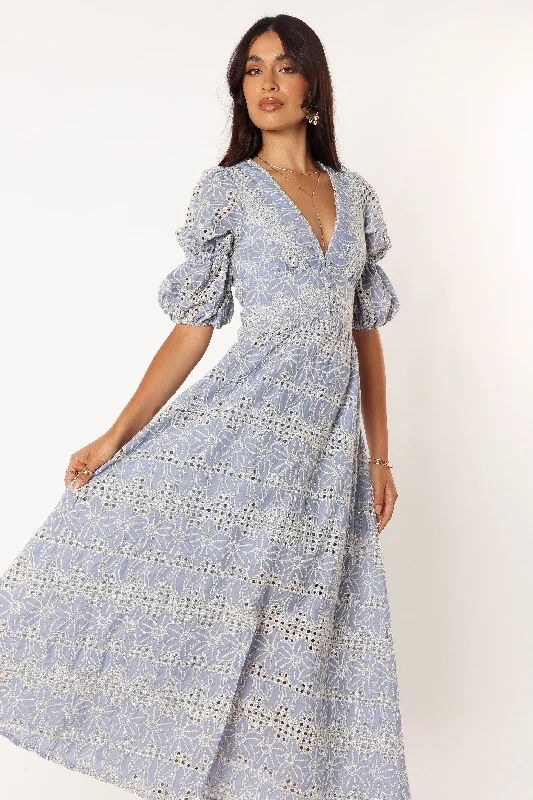 Midi dresses with off - the - shoulder necklines for a flirty look Tani Midi Dress - Blue Midi dresses with off - the - shoulder necklines for a flirty look Tani Midi Dress - Blue