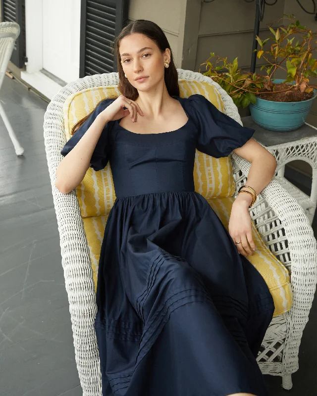Midi dresses with metallic threads for a glamorous evening event Aurelie Cotton Dress