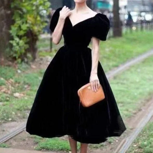 Midi dresses with ruffled hems for a romantic date night KittenAlarm - Sacilia Solid A-line Puff Sleeves Midi Dress Midi dresses with ruffled hems for a romantic date night KittenAlarm - Sacilia Solid A-line Puff Sleeves Midi Dress