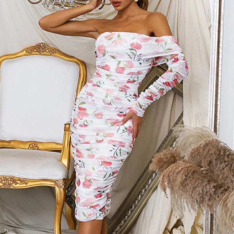 Midi dresses with one - shoulder designs for a modern and asymmetric style KittenAlarm - Shanese One Shoulder Sleeve Midi Dress Midi dresses with one - shoulder designs for a modern and asymmetric style KittenAlarm - Shanese One Shoulder Sleeve Midi Dress