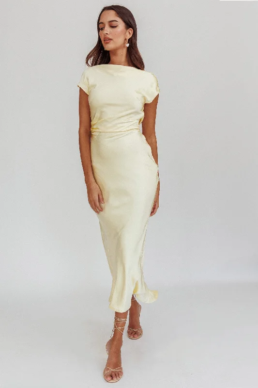 Midi dresses with abstract art prints for an artistic statement Loveland Cap Sleeve Cowl Back Midi Dress Butter Midi dresses with abstract art prints for an artistic statement Loveland Cap Sleeve Cowl Back Midi Dress Butter