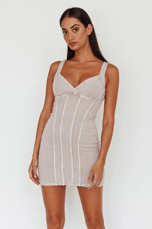 Mini dresses with off - the - shoulder styles Altitude Piping Trim Mini Dress Ivory