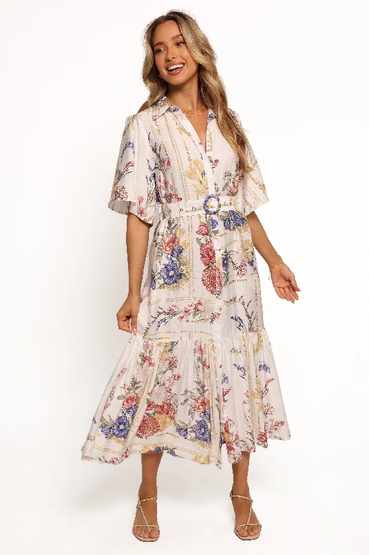 Midi dresses with bow accents for a sweet and charming look Zaya Midi Dress - Floral