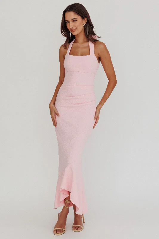 Sleeveless midi dresses with lace details for summer weddings Fire Of Stars Halterneck Midi Dress Pink Sleeveless midi dresses with lace details for summer weddings Fire Of Stars Halterneck Midi Dress Pink