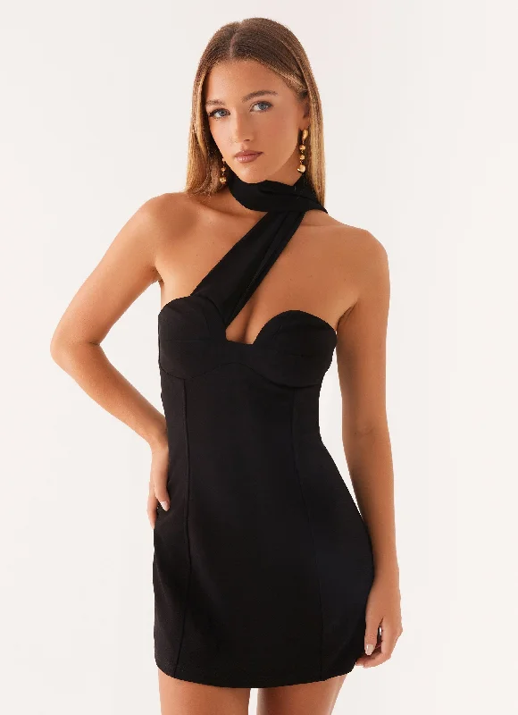 Denim mini dresses with distressed details Sirena Mini Dress - Black