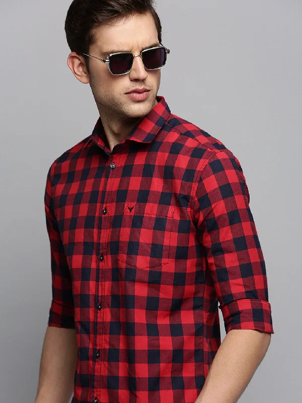 Men's Shearling - Lined Collar Casual Shirts in Brown for a Rustic and Warm AppealMen Red Checked Casual Shirt Men's Shearling - Lined Collar Casual Shirts in Brown for a Rustic and Warm AppealMen Red Checked Casual Shirt