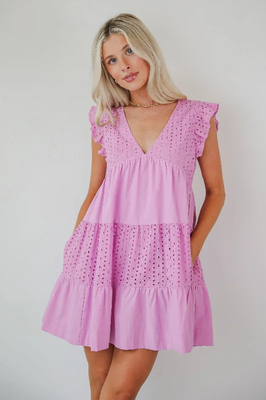 Mini dresses with wrap - around styles Adorable Tendencies Orchid Eyelet Romper Dress Mini dresses with wrap - around styles Adorable Tendencies Orchid Eyelet Romper Dress