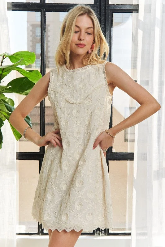 Mini dresses with tiered skirts for added volume ADORA Applique Round Neck Sleeveless Shift Dress Mini dresses with tiered skirts for added volume ADORA Applique Round Neck Sleeveless Shift Dress