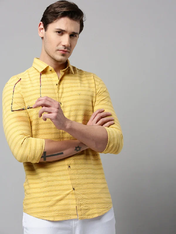 Men's Tailored Fit Checkered Casual Shirts in Multicolor for a Smart - Casual EnsembleMen Yellow Striped Casual Shirt Men's Tailored Fit Checkered Casual Shirts in Multicolor for a Smart - Casual EnsembleMen Yellow Striped Casual Shirt