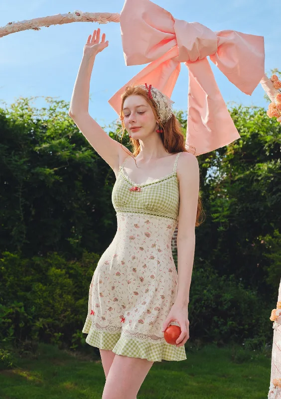 Floral print mini dresses for summer parties Matcha Red Bean Dress
