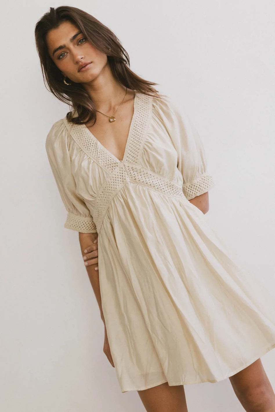 Metallic mini dresses for a glamorous event Lorna Mini Dress in Natural