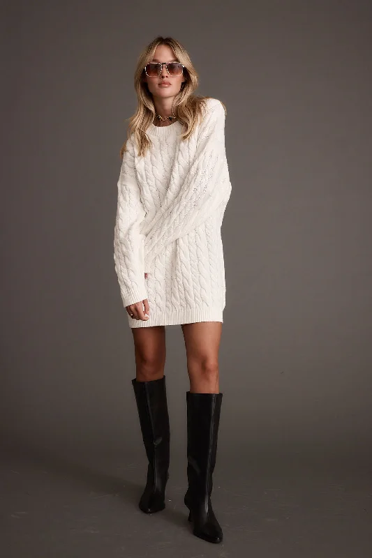 Strapless mini dresses for a beach vacation Beck Cable Knit Mini Sweater Dress