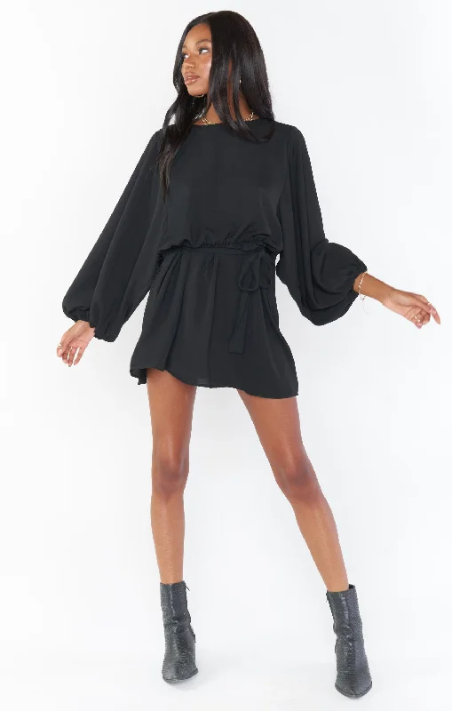 Satin mini dresses for a luxurious feel Larissa Dress ~ Black