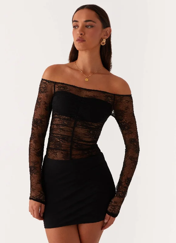 Mini dresses with belted waists for a defined silhouette Collide Lace Mini Dress - Black Mini dresses with belted waists for a defined silhouette Collide Lace Mini Dress - Black