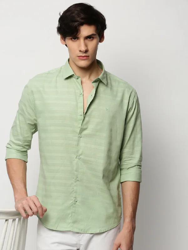 Men's Sustainable Recycled Material Casual Shirts for Eco - Conscious ConsumersMen Green Striped Casual Casual Shirts Men's Sustainable Recycled Material Casual Shirts for Eco - Conscious ConsumersMen Green Striped Casual Casual Shirts
