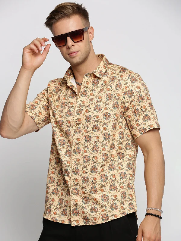 Men's Thermal - Lined Casual Shirts in Black for Added Warmth in Cold WeatherMen Cream Spread Collar Ethnic Motifs Shirt Men's Thermal - Lined Casual Shirts in Black for Added Warmth in Cold WeatherMen Cream Spread Collar Ethnic Motifs Shirt