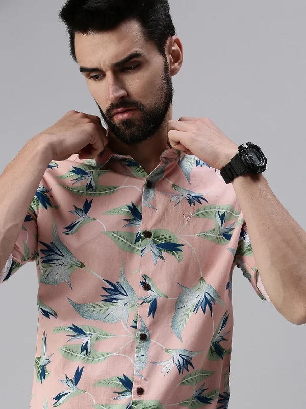 Men's Stretch - Fabric Casual Shirts in Navy Blue for a Comfortable and Flexible FitMen Spread Collar Printed Mauve Shirt Men's Stretch - Fabric Casual Shirts in Navy Blue for a Comfortable and Flexible FitMen Spread Collar Printed Mauve Shirt