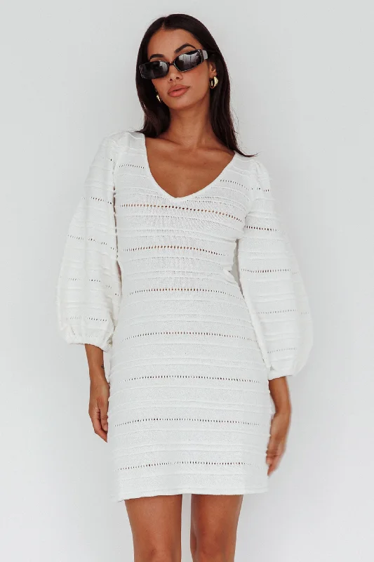 Mini dresses with cut - out details for a trendy look Meredith Long Sleeve Cut-Out Mini Dress White Mini dresses with cut - out details for a trendy look Meredith Long Sleeve Cut-Out Mini Dress White