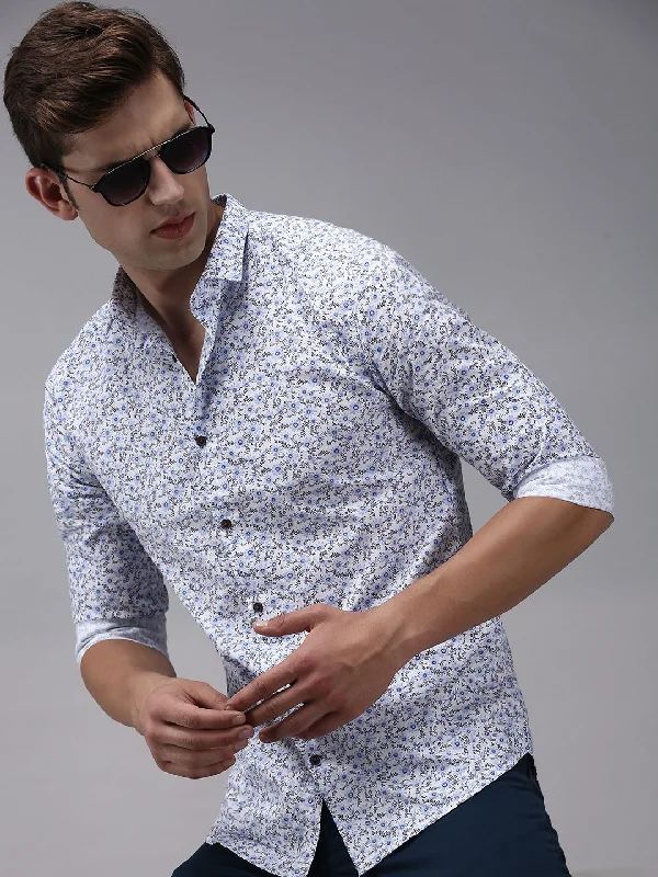 Men's Sustainable Recycled Material Casual Shirts for Eco - Conscious ConsumersMen White Printed Casual Shirt Men's Sustainable Recycled Material Casual Shirts for Eco - Conscious ConsumersMen White Printed Casual Shirt