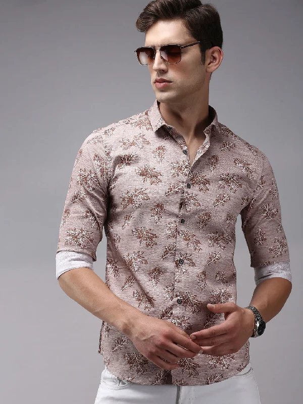 Men's Thermal - Lined Casual Shirts in Black for Added Warmth in Cold WeatherMen Brown Printed Casual Shirt Men's Thermal - Lined Casual Shirts in Black for Added Warmth in Cold WeatherMen Brown Printed Casual Shirt