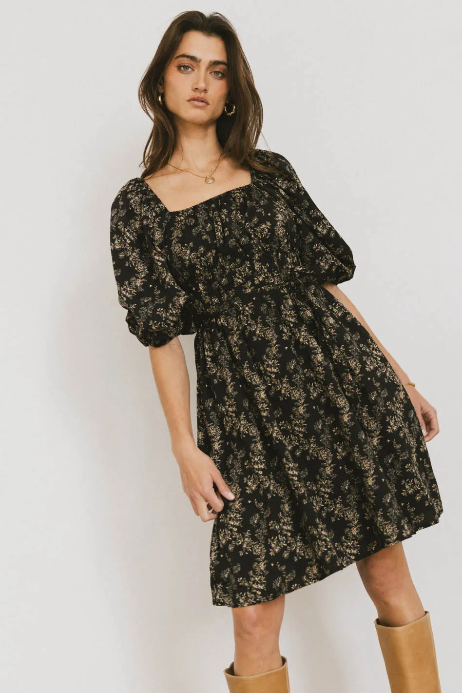 Mini dresses with gathered skirts for a voluminous effect Bellamy Mini Dress in Black Mini dresses with gathered skirts for a voluminous effect Bellamy Mini Dress in Black