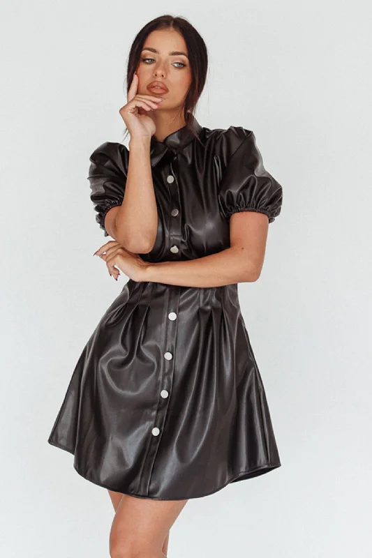 Linen mini dresses for a breathable summer option Zurich Pleated Waist Shirt Dress Faux Leather Black Linen mini dresses for a breathable summer option Zurich Pleated Waist Shirt Dress Faux Leather Black