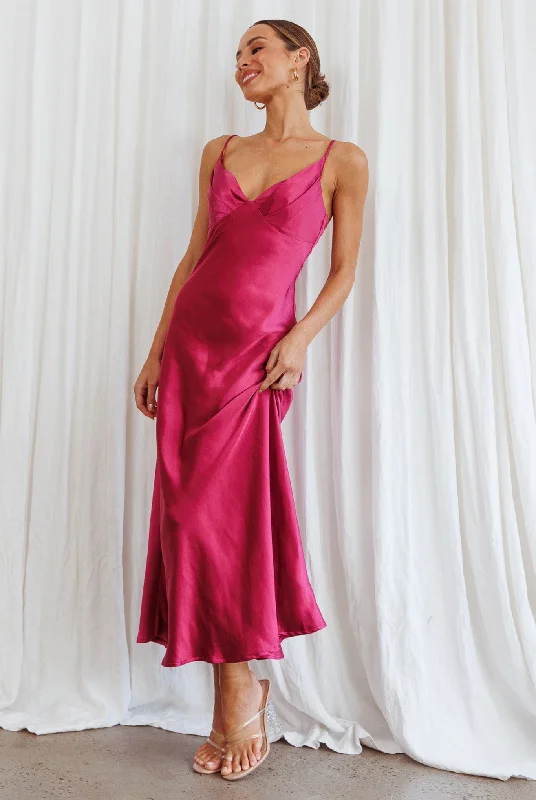Midi dresses with geometric cutouts for a contemporary and edgy look Infinity Pintuck Bust Midi Dress Fuchsia Midi dresses with geometric cutouts for a contemporary and edgy look Infinity Pintuck Bust Midi Dress Fuchsia