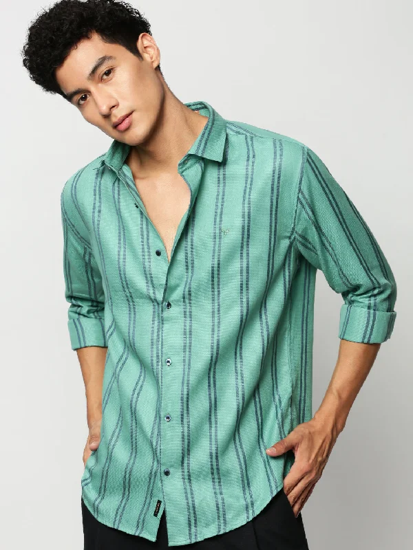 Men's Moisture - Wicking Performance Fabric Casual Shirts for Outdoor ActivitiesMen Green Striped Casual Casual Shirts Men's Moisture - Wicking Performance Fabric Casual Shirts for Outdoor ActivitiesMen Green Striped Casual Casual Shirts