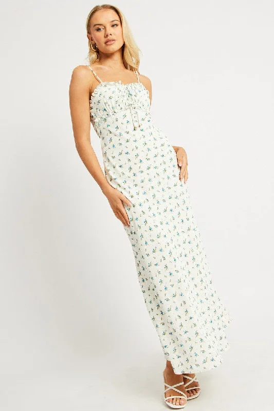 Midi dresses with halter necks for a stylish and comfortable option White Ditsy Midi Dress Strappy Midi dresses with halter necks for a stylish and comfortable option White Ditsy Midi Dress Strappy