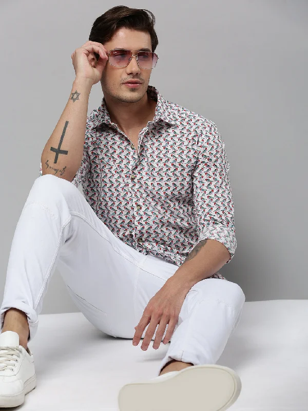 Men's Graphic - Printed Casual Shirts with Pop - Culture References for a Fun and Stylish LookMen White Printed Casual Shirt Men's Graphic - Printed Casual Shirts with Pop - Culture References for a Fun and Stylish LookMen White Printed Casual Shirt