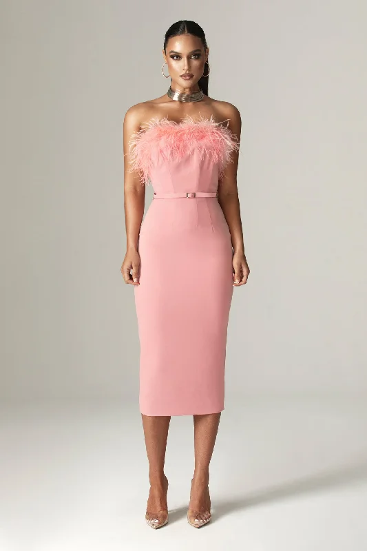 Midi dresses with halter necks for a stylish and comfortable option Carmen Strapless Corset Belted Midi Dress (Blush Pink) Midi dresses with halter necks for a stylish and comfortable option Carmen Strapless Corset Belted Midi Dress (Blush Pink)