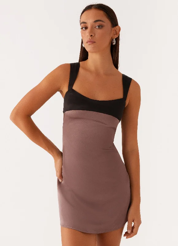 Mini dresses with high - low hems for a modern twist Odette Satin Mini Dress - Steel Me Away Mini dresses with high - low hems for a modern twist Odette Satin Mini Dress - Steel Me Away