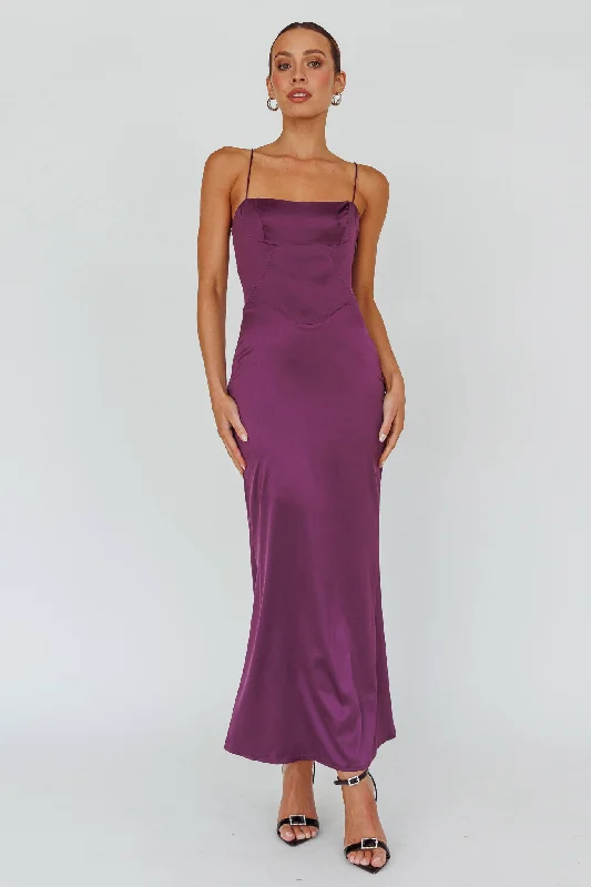 Midi dresses with mesh inserts for a trendy and breathable option Teneal Lace-Up Back Maxi Dress Plum Midi dresses with mesh inserts for a trendy and breathable option Teneal Lace-Up Back Maxi Dress Plum