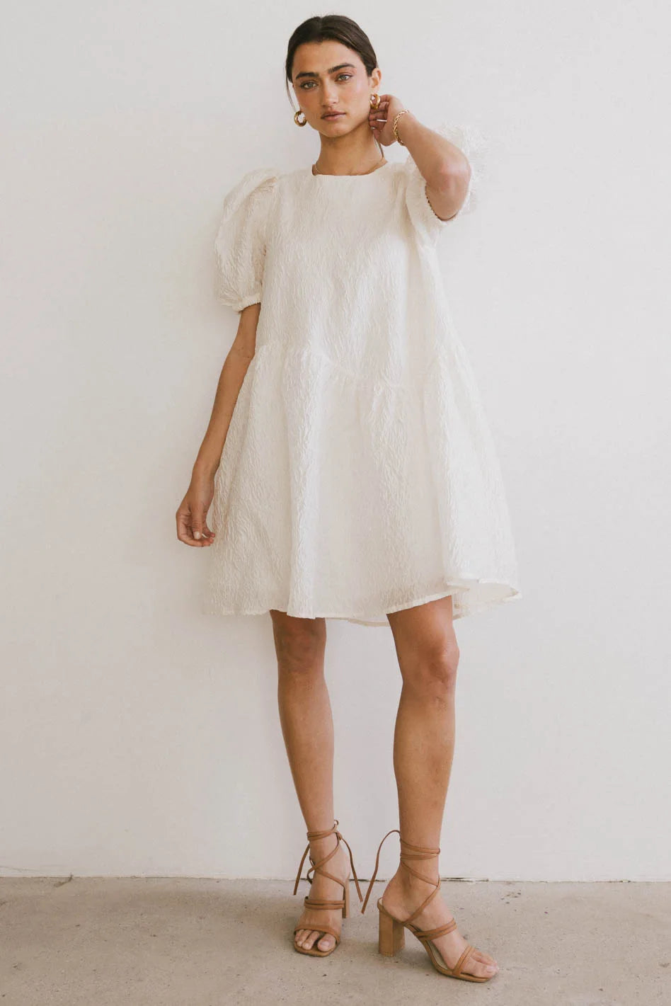 Printed mini dresses for a casual day out Maison Textured Mini Dress in White