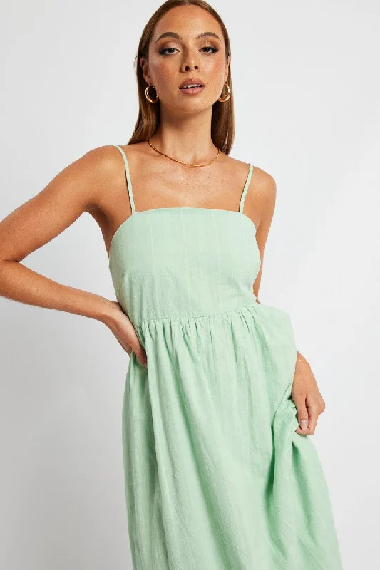 Midi dresses with empire waists for a flattering maternity option Green Midi Dress Sleeveless