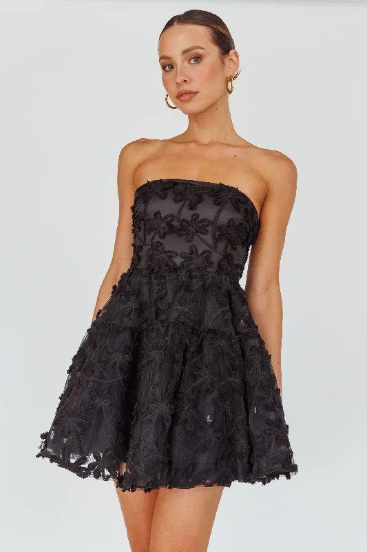 Mini dresses with tassel accents for a fun touch Dori Floral Embellished Mini Dress Black Mini dresses with tassel accents for a fun touch Dori Floral Embellished Mini Dress Black