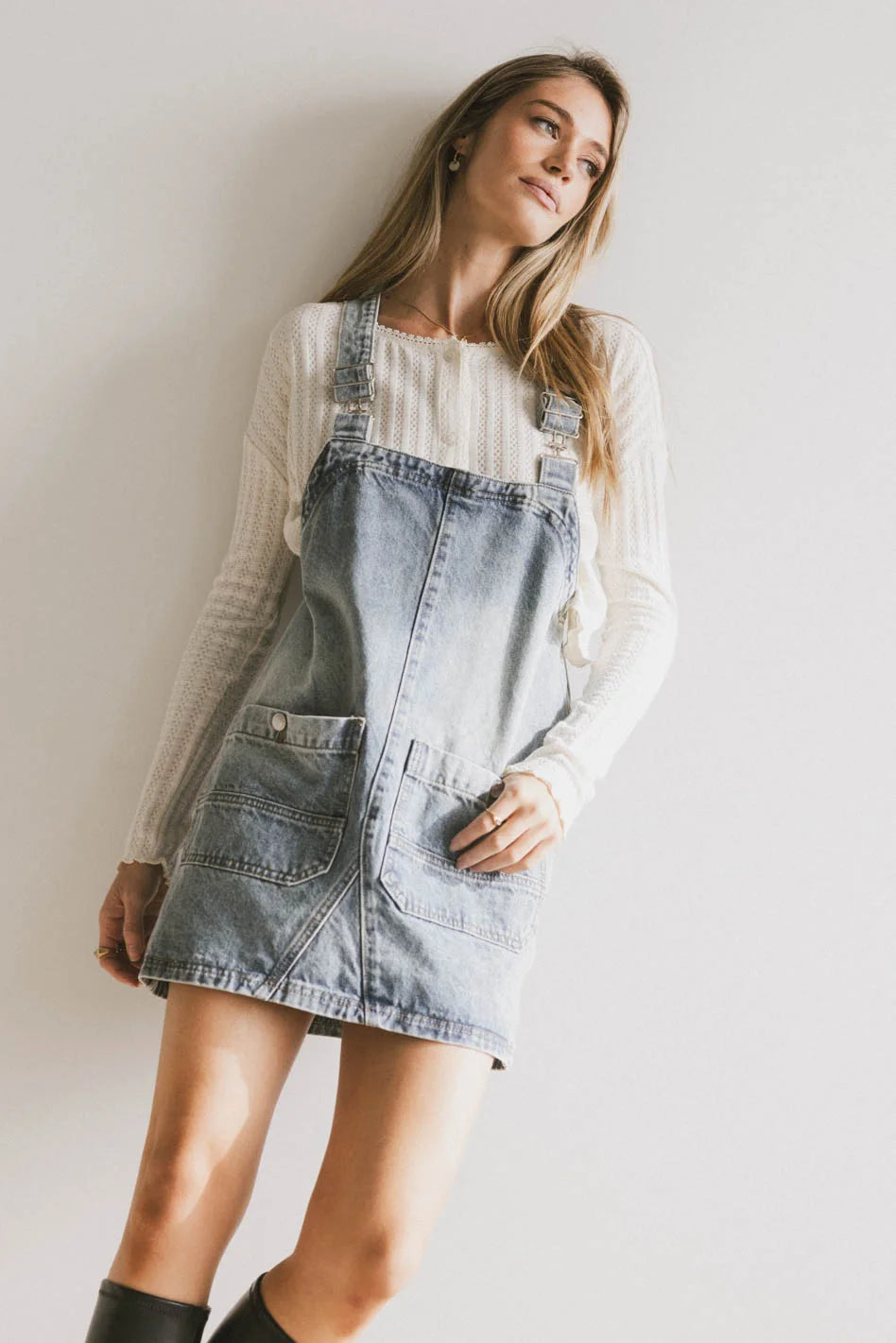 Mini dresses with keyhole necklines Koa Denim Mini Dress