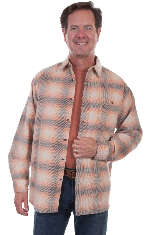 Men's Slim - Fit Printed Floral Casual Shirts in Pastel Colors for a Spring - Inspired VibeScully Mens Orange/Black 100% Cotton Cord Plaid L/S Shirt Men's Slim - Fit Printed Floral Casual Shirts in Pastel Colors for a Spring - Inspired VibeScully Mens Orange/Black 100% Cotton Cord Plaid L/S Shirt