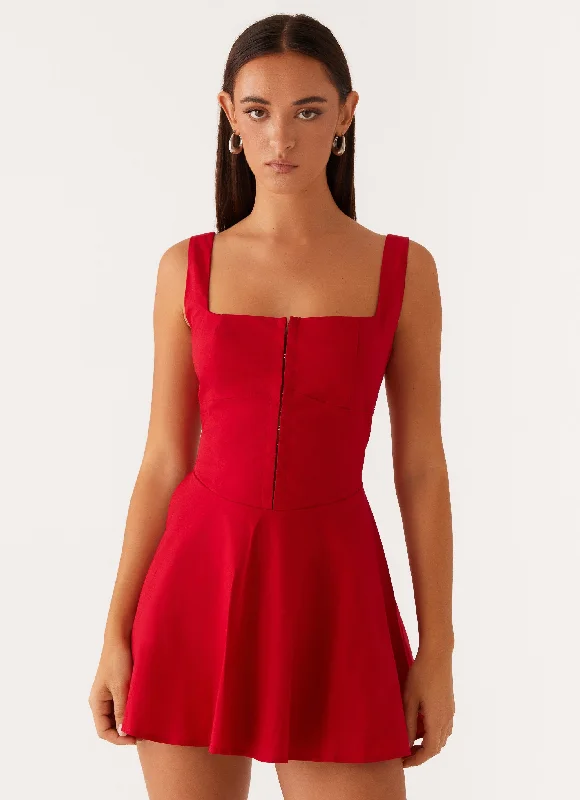 Mini dresses with ruched bodices for a feminine touch The Isle Mini Dress - Red