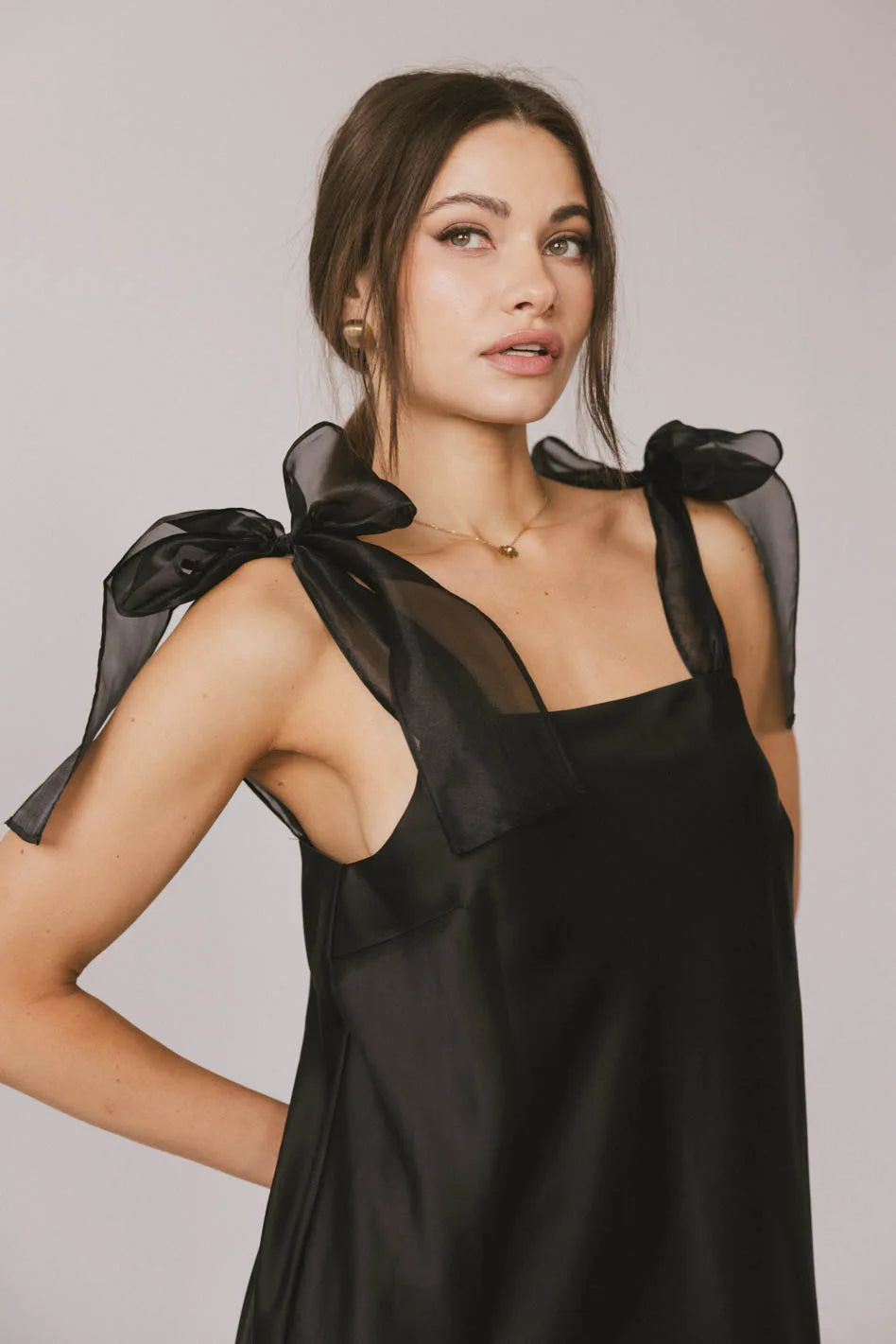 Denim mini dresses with distressed details Adelle Satin Mini Dress