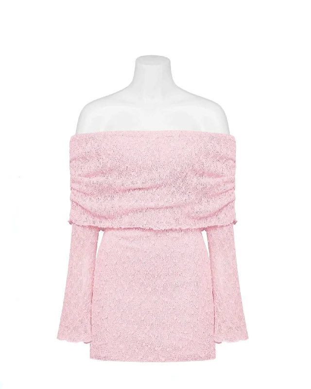 Sheer mini dresses with lace inserts CLYDE MINI DRESS -PINK