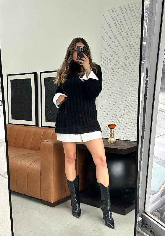 Mini dresses with puff sleeves for a vintage look Allison Black Long Sleeve Knit Mini Dress Mini dresses with puff sleeves for a vintage look Allison Black Long Sleeve Knit Mini Dress