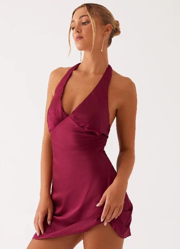 Sheer mini dresses with lace inserts Heavy Hearted Mini Dress - Mulberry
