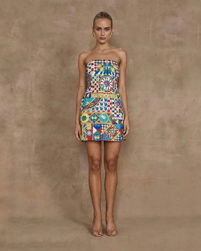 Leather mini dresses for a edgy style CLEMENTINE MINI DRESS - PHAEDRA PRINT